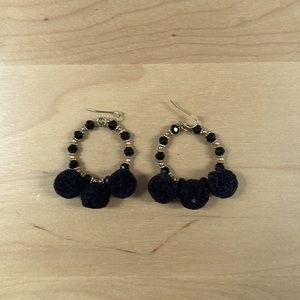 Brand new black & gold beaded hoop earrings
